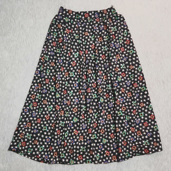 RARE!! Vintage 80's Funky Print Matching Midi Maxi Skirt & Button Up Blouse Set - Picture 11 of 17